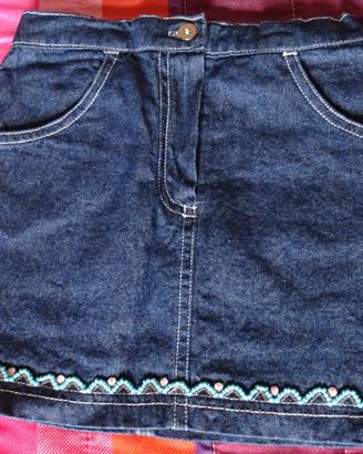Gonnellina jeans con decorazione perline: nuova