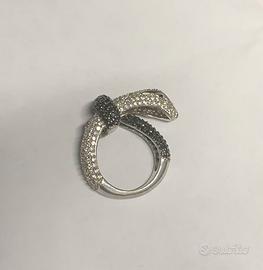 anello argento 925 con zirconi bianchi e neri