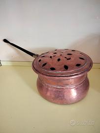 Antico Scaldaletto Scaldino in Rame