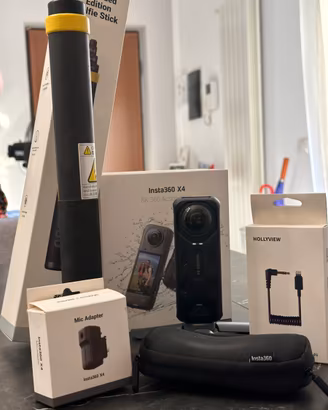 Insta360 X4 8K + Asta 3m + SD 512GB + Adatt. Mic.