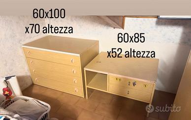 2 MOBILI CAMERA – CASSETTIERA + MOBILE CONTENITORE