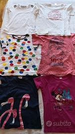 7 magliette manica corta bambina, Tg 5 anni,