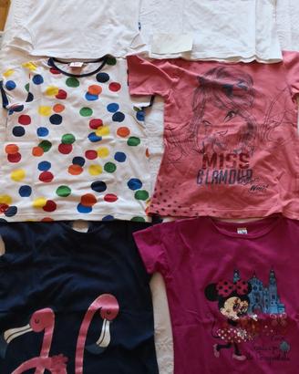 7 magliette manica corta bambina, Tg 5 anni,