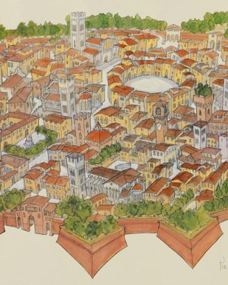 Stampa d’arte Lucca dentro le mura Puccini P.Luigi