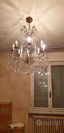 Lampadari anni 60 ottone e cristallo