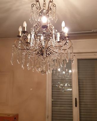 Lampadari anni 60 ottone e cristallo