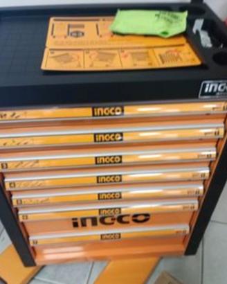 carrello attrezzi ingco 328 pz 6 cassetti pieni 