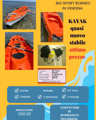 Kayak Big Sport Borneo a soli 550 euro come nuovo