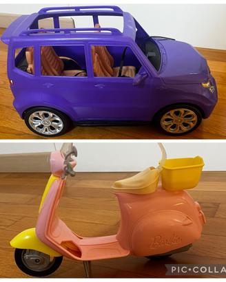 Auto macchina e moto vespa barbie