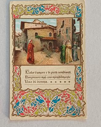 Rara Cartolina D'epoca Dante e Beatrice 