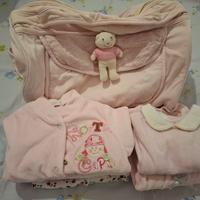 abbigliamento neonata e borsa porta pannolini 