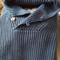 maglia blu H&M, collo ampio con bottoni XL