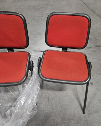 Sedie ufficio imbottite erivestite c/tessuto rosso