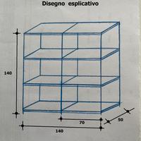 SCAFFALE DOPPIO  140 x 140 x 50 con 8 RIPIANI