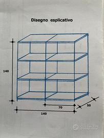 SCAFFALE DOPPIO  140 x 140 x 50 con 8 RIPIANI
