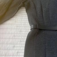 Maglione lana dolcevita con cintina pelle