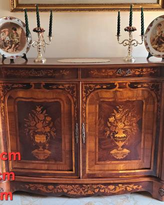 Credenza Servante classica intarsiata con vetrine