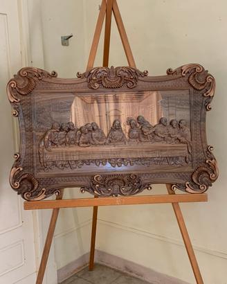 Quadro Ultima Cena interamente in legno