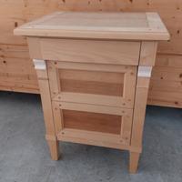 Comodino in legno nuovo grezzo con gambine 