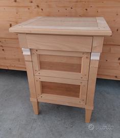 Comodino in legno nuovo grezzo con gambine 