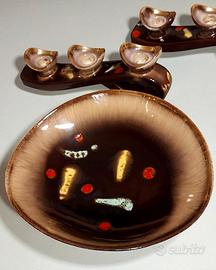 centrotavola piu coppia di portacandele in ceramic