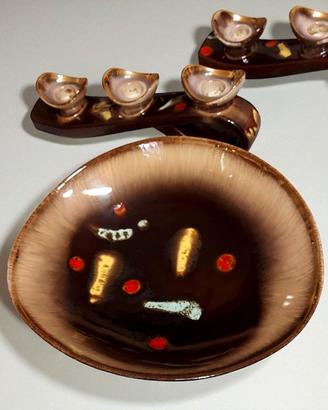 centrotavola piu coppia di portacandele in ceramic