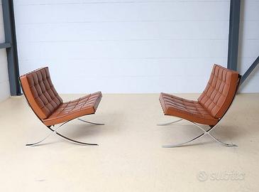 Poltrona BAECELONA -KNOLL Studio in pelle marrone