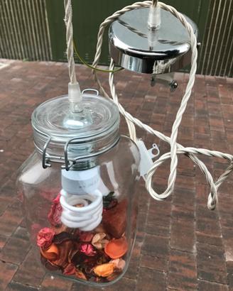 Lampadario sospensione barattolo in vetro