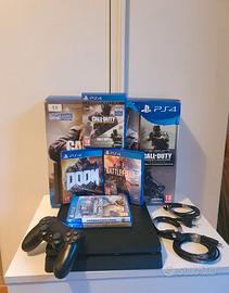 PS4 Slim 1TB+ 5 Giochi+ Scatola Originale–Come Nuo