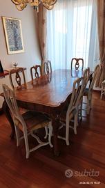 tavolo radica noce con otto sedie