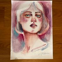 Dipinto originale con pastelli a olio su carta