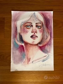 Dipinto originale con pastelli a olio su carta