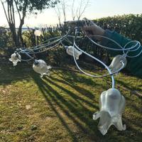 Lampadario moderno acciaio/vetro dì Murano