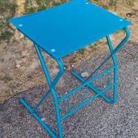 Tavolo porta PC scrivania top in vetro (blu)