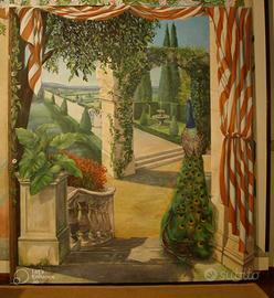 Giardino all'italiana  co pavone reale