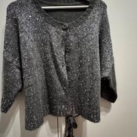 Stefanel Cardigan grigio con paillettes