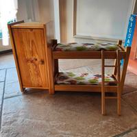 Letto a castello per bambole vintage anni '70