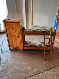 Letto a castello per bambole vintage anni '70