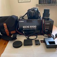 Fotocamera eos R100 canon 18-45 + 50 mm f1.8 sti
