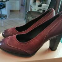 Décolleté chiuse vera pelle bordeaux Easy n'roses