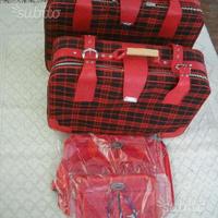 Set valigia vintage in tessuto scozzese anni '60