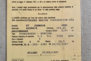 Motore     Modello: Johnson J6RL * Potenza: 5,5 CV