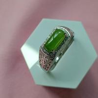 Anello con Giada verde naturale S925 