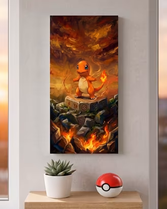 Quadro Charmander Pokémon - Stampa Tela Fan Art