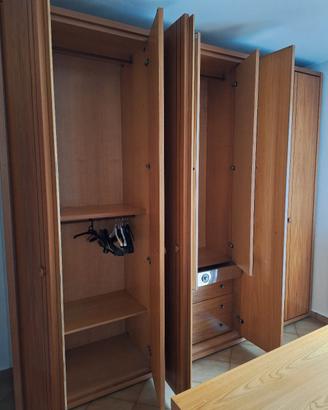 Camera da letto Armadio + Letto + Comò legno