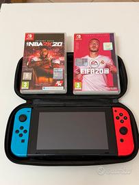 Nintendo switch +2giochi+custodia