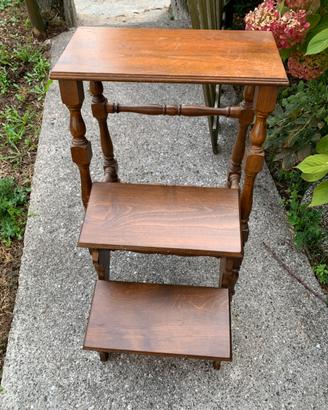 Tavolino scaletta biblioteca legno vintage