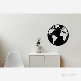 Decorazione da Parete Mondo metallo nero 50x50cm