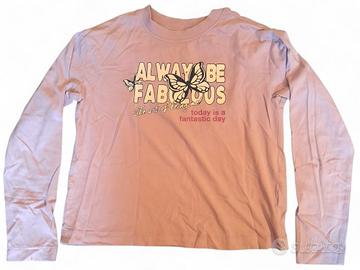 T'shirt rosa a maniche lunghe