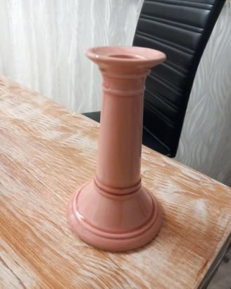 Raro Portacandela Vintage Rosa Malva - Ceramica